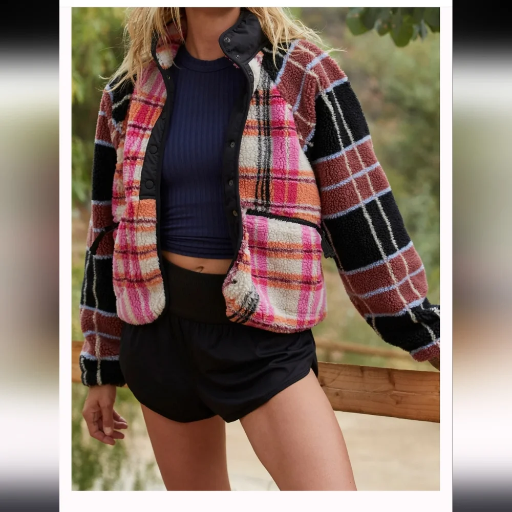 Free People Movement Rocky Ridge Fleece Jacket Striped Printed Autumn Combo
